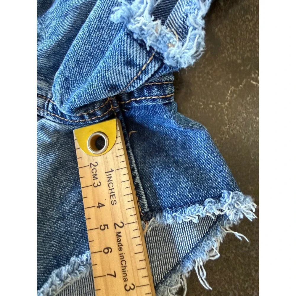 Old Navy Kids Blue Denim Cutoff Shorts High Rise Adjustable Waist Size 7 Slim